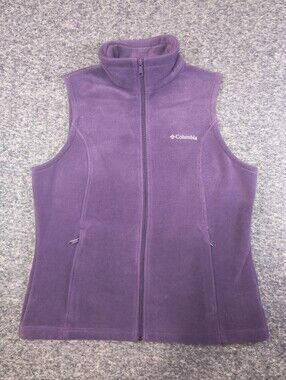 Columbia fleece zip vest, purple, women's large